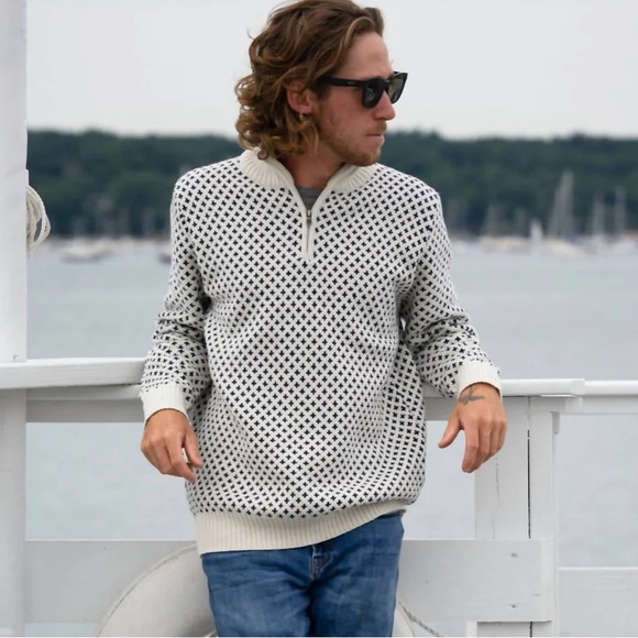 Long Wharf Supply Co. Men's Edgartown Seawell Wool Blend Quarter Zip Sweater